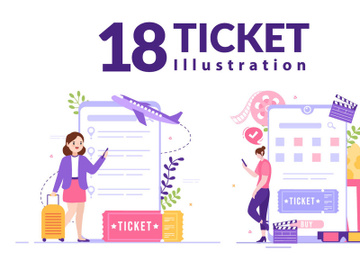 18 Ticket Website Flat Illustration preview picture