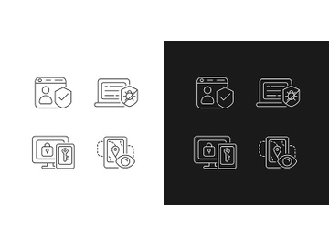 Protecting right to online privacy linear icons set for dark and light mode preview picture