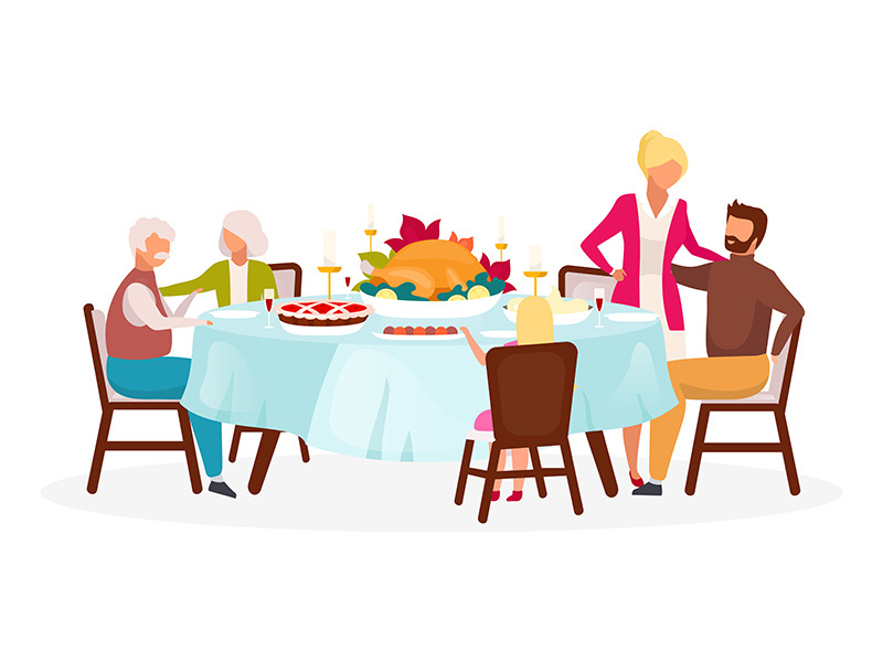 Thanksgiving day flat vector illustration