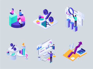 Accounting and audit isometric color illustration set preview picture