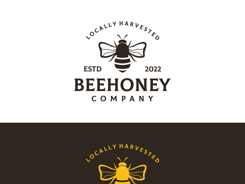 Vintage honey bee logo.