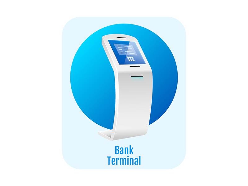 Bank terminal flat concept icon