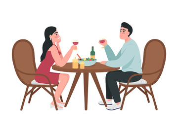 Couple on romantic date semi flat color vector characters preview picture