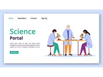 Science portal landing page vector template preview picture