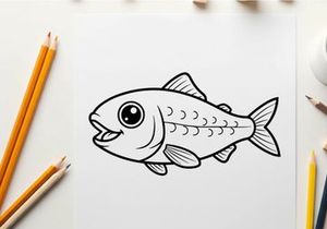 Smiling salmon fish swimming vector illustration flat design