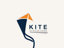 Kite logo design, flying paper kite Flat illustration vector company template