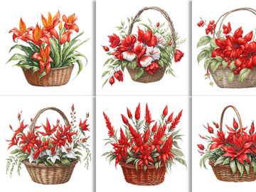 Watercolor Floral Flower Basket Design preview picture