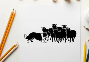 Silhouette of a bull charging at a group of cattle