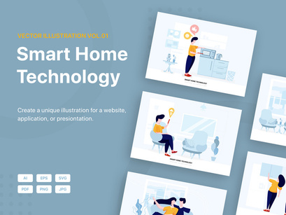 Smart Home Technology Vector Scenes_Vol 01