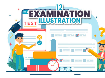 12 Examination Vector Illustration