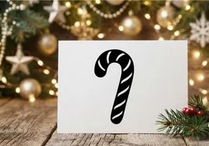 Black and white candy cane icon isolated on a white background