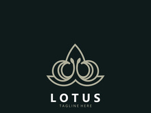 Lotus flower minimalist design, elegance Lotus flower logo template