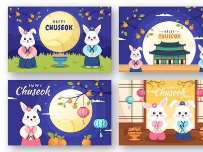 17 Happy Chuseok Day Cartoon Illustration