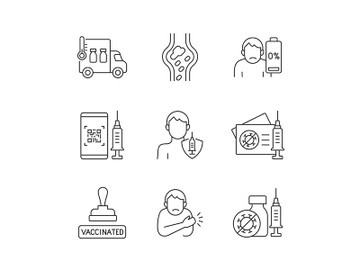 Covid passport linear icons set preview picture