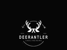 Deer antler logo for hunting and adventure community in nature simple and elegant symbol