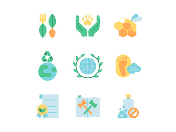 Ecology and green activism vector flat color icon set preview picture