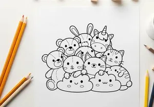 Cute zoo animals group hug vector illustration flat design