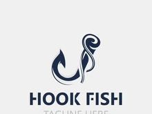 Hook Fishing logo simple and modern vintage rustic vector design style template illustration