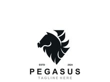 Pegasus horse Logo minimalist, Line art, Modern simple mascot, Mystic premium emblem