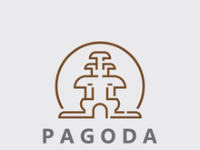 Pagoda culture logo vintage design illustration, temple heritage building vector