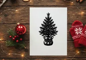 Decorative Christmas Tree in a Pot with Star Topper for Holiday Decor