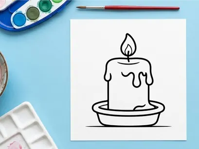 Melting Halloween candle in a dish with dripping wax. Spooky seasonal decor element for festive home styling and party ambiance.