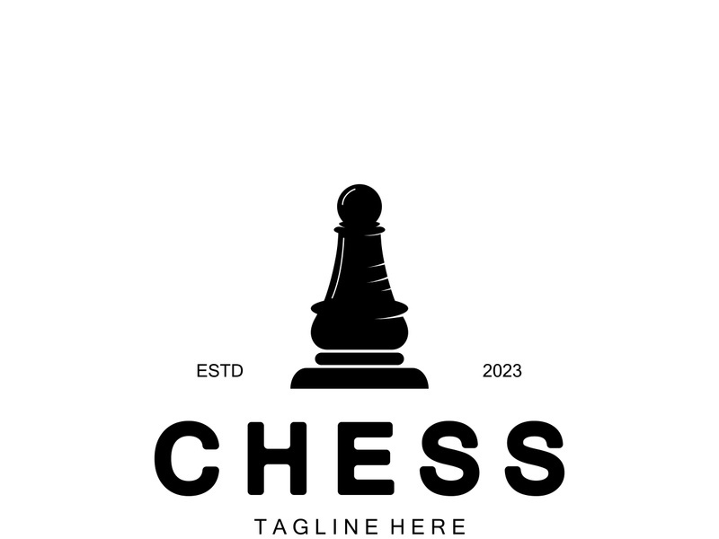 Chess strategy game logo with horse, king, pawn, minister and rook. Logo for chess tournament, chess team, chess championship, chess game application.