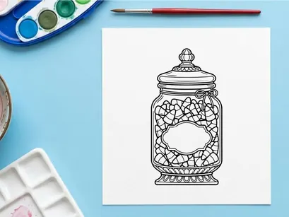 Glass jar filled with irregular white crystals. Transparent container holding mineral stones for decoration or holistic use.