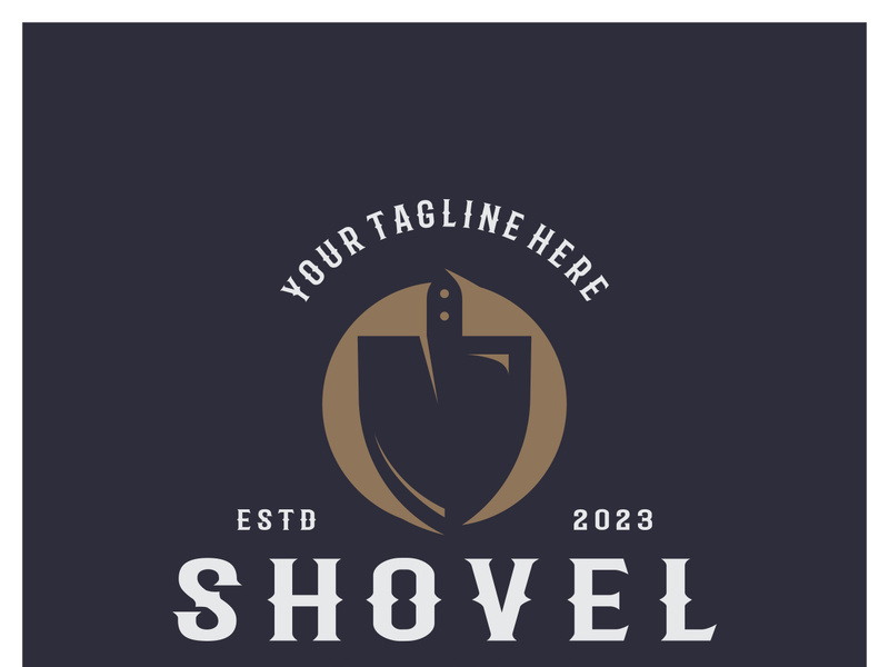 Shovel logo for agriculture, excavation,building, mining foundation. gardening vector set design with leaves