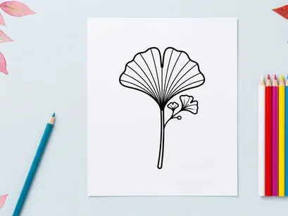Elegant ginkgo leaf illustration for design projects. Artistic botanical drawing for nature-themed visuals.