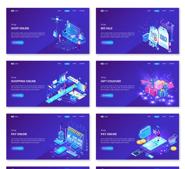 Shopping Online  Isometric Concept Landing Page