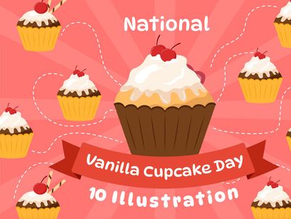 10 National Vanilla Cupcake Day Illustration