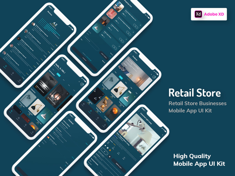 Retail Store Mobile App Dark Version (XD)