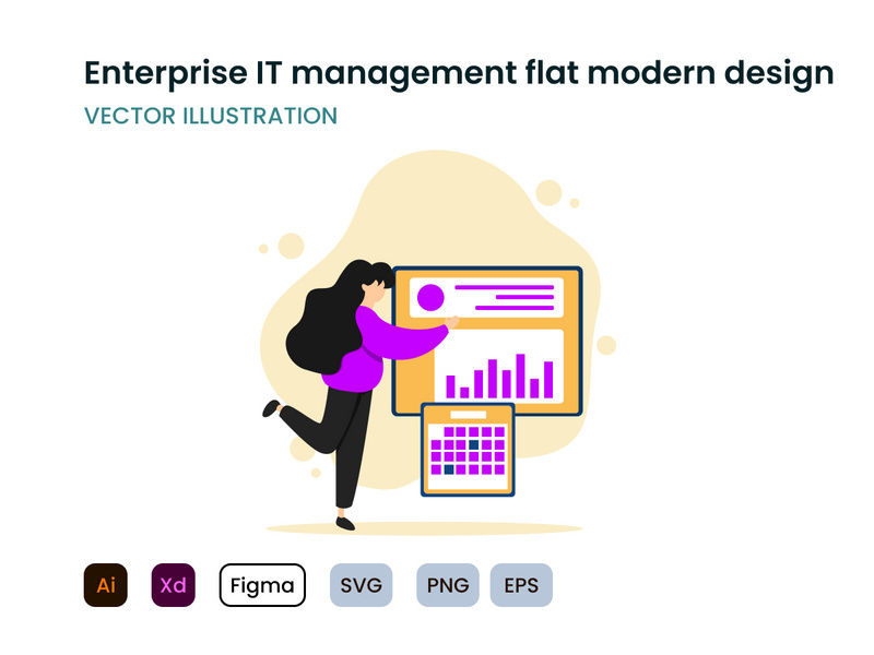 Enterprise IT management flat modern design.