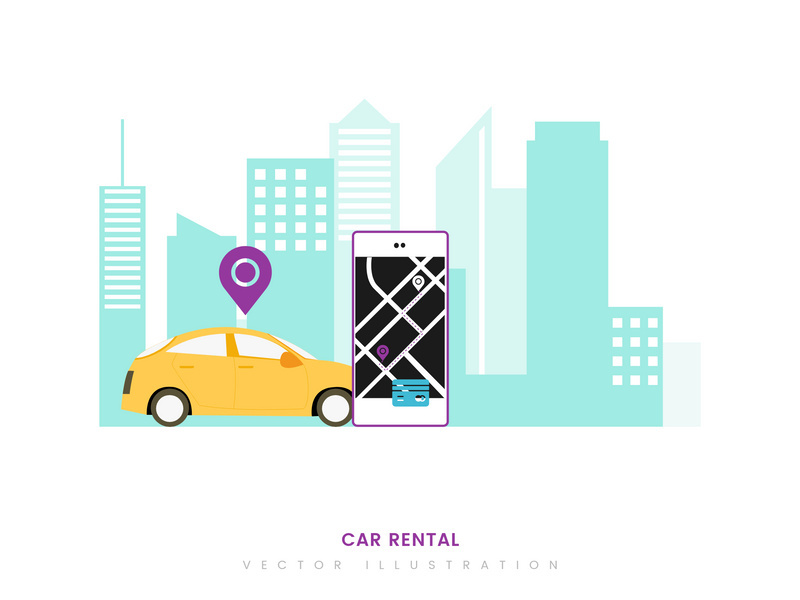 Car rental illustration concept