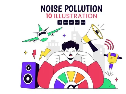 10 Noise Pollution Vector Illustration