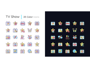 TV show light and dark theme RGB color icons set preview picture