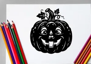 Halloween Pumpkin Carving with Smiling Jack-o'-Lantern Face