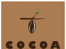 cocoa logo,cocoa bean,cocoa tree,cocoa branches and leaves,chocolate mix on white background,vintage,modern,simple,minimalist icon illustration template design vector