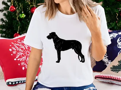 Black Great Dane dog standing silhouette isolated on white background