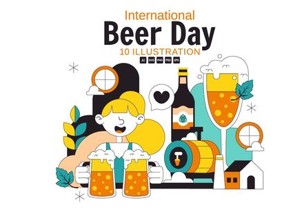 10 International Beer Day Illustration