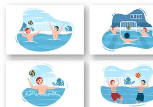 12 Water Polo Sport Player Illustration