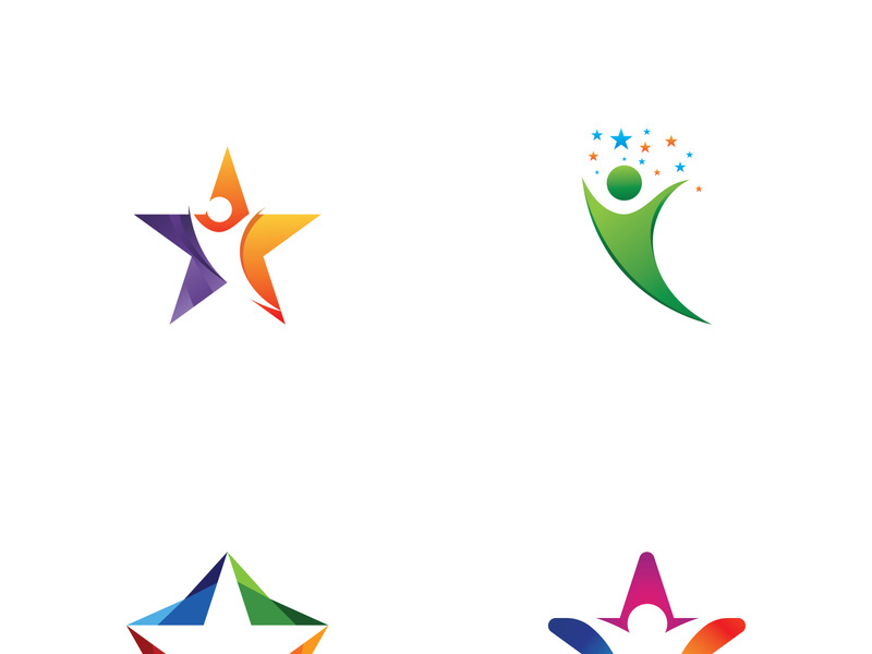 Logo design of people with stars to achieve success.
