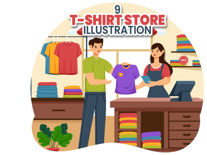 9 T-shirt Store Illustration