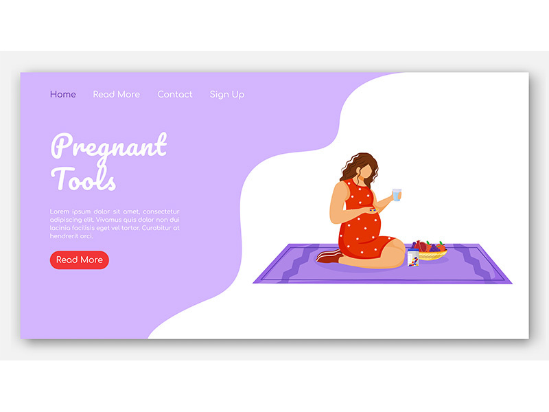 Pregnant tools landing page vector template