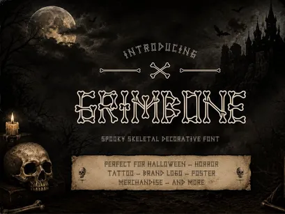 GRIMBONE – Spooky Skeletal Decorative Font