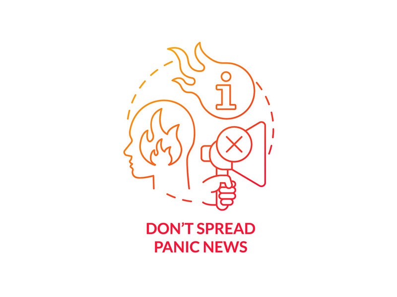 Do not spread panic news red gradient concept icon