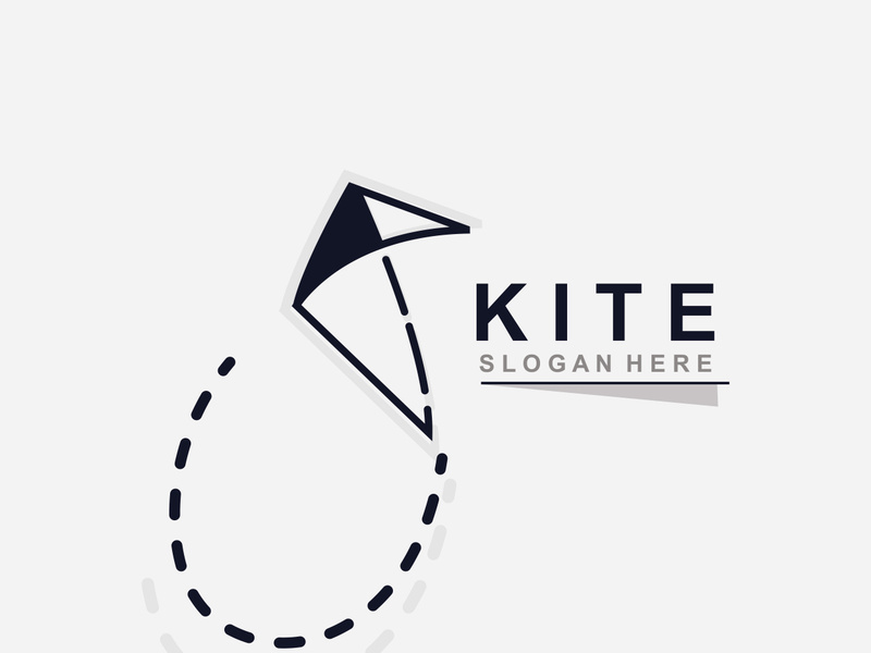 Kite logo design, flying paper kite Flat illustration vector company template