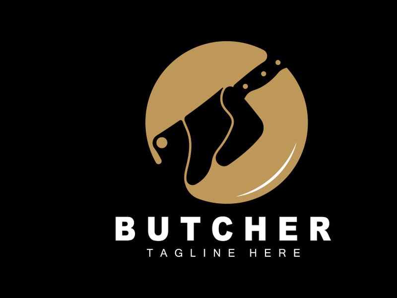 Butcher logo design, Knife Cutting Tool Vector Template, Product Brand Illustration