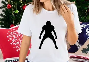 American football player in defensive stance silhouette